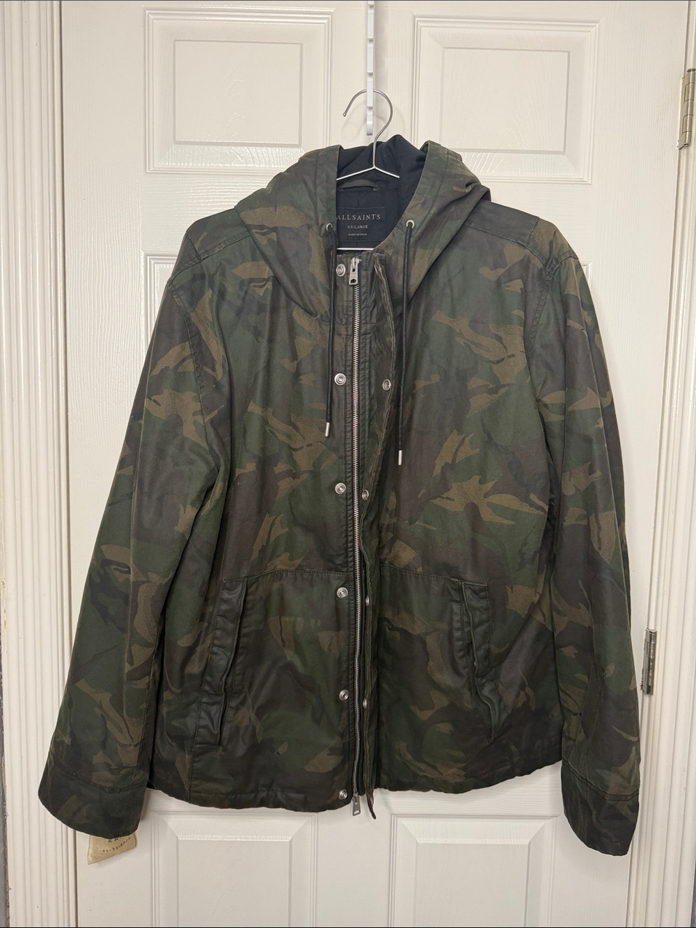 AllSaints Camouflage Hooded Field Jacket - Olive & Dark Brown